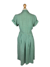 Load image into Gallery viewer, 1940s CC41 Green and White Stripe Dress
