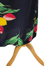 Load image into Gallery viewer, 1940s Navy Blue and Multicoloured Tulip Peplum Dress
