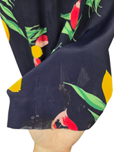 Load image into Gallery viewer, 1940s Navy Blue and Multicoloured Tulip Peplum Dress
