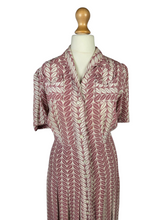 Load image into Gallery viewer, 1940s Dusky Pink and White Leaf Print Dress

