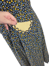 Load image into Gallery viewer, 1940s Black and Yellow Floral Zip Front Dress
