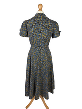 Load image into Gallery viewer, 1940s Black and Yellow Floral Zip Front Dress
