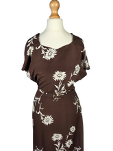 Load image into Gallery viewer, 1940s Brown and White Rayon Jersey Dress
