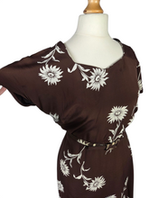 Load image into Gallery viewer, 1940s Brown and White Rayon Jersey Dress
