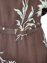 Load image into Gallery viewer, 1940s Brown and White Rayon Jersey Dress
