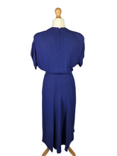 Load image into Gallery viewer, 1940s Rare Royal Blue Long Pink Beaded Sash Dress
