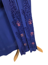 Load image into Gallery viewer, 1940s Rare Royal Blue Long Pink Beaded Sash Dress

