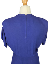Load image into Gallery viewer, 1940s Rare Royal Blue Long Pink Beaded Sash Dress

