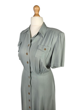 Load image into Gallery viewer, 1940s Duck Egg Blue Shirt waister Utility Dress
