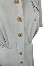Load image into Gallery viewer, 1940s Duck Egg Blue Shirt waister Utility Dress
