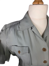 Load image into Gallery viewer, 1940s Duck Egg Blue Shirt waister Utility Dress
