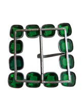 Load image into Gallery viewer, 1940s HUGE Green Glass Gem Buckle
