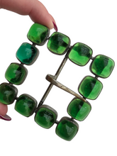 Load image into Gallery viewer, 1940s HUGE Green Glass Gem Buckle
