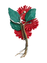 Load image into Gallery viewer, 1940s Huge Red Flower Enamel Brooch
