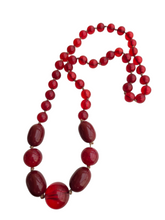 Load image into Gallery viewer, 1940s Chunky Sheer Red Lucite Knotted Necklace
