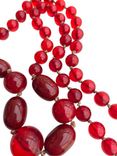 Load image into Gallery viewer, 1940s Chunky Sheer Red Lucite Knotted Necklace
