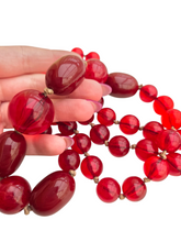 Load image into Gallery viewer, 1940s Chunky Sheer Red Lucite Knotted Necklace
