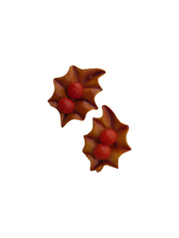 Load image into Gallery viewer, 1940s Celluloid Brown Holly Earrings (A)
