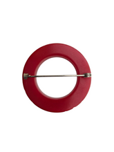 Load image into Gallery viewer, 1940s Red Carved Bakelite Circle Brooch

