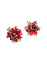 Load image into Gallery viewer, 1940s Glitter Poinsettia Celluloid Earrings
