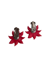 Load image into Gallery viewer, 1940s Glitter Poinsettia Earrings
