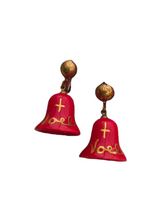 Load image into Gallery viewer, 1940s/1950s Ceramic Christmas Bell Earrings
