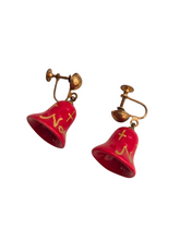 Load image into Gallery viewer, 1940s/1950s Ceramic Christmas Bell Earrings
