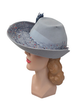 Load image into Gallery viewer, RESERVED FOR AURORA - PLEASE DO NOT BUY 1940S Rare Dusky Blue Fedora Hat With Feathers
