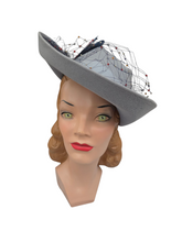 Load image into Gallery viewer, RESERVED FOR AURORA - PLEASE DO NOT BUY 1940S Rare Dusky Blue Fedora Hat With Feathers
