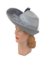 Load image into Gallery viewer, RESERVED FOR AURORA - PLEASE DO NOT BUY 1940S Rare Dusky Blue Fedora Hat With Feathers
