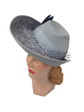 Load image into Gallery viewer, RESERVED FOR AURORA - PLEASE DO NOT BUY 1940S Rare Dusky Blue Fedora Hat With Feathers
