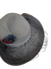 Load image into Gallery viewer, RESERVED FOR AURORA - PLEASE DO NOT BUY 1940S Rare Dusky Blue Fedora Hat With Feathers
