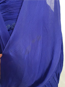 1940s Purple/Blue Long Evening Dress With Sequins and Drape