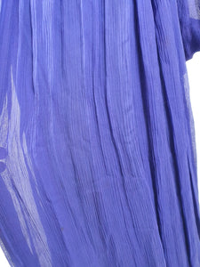 1940s Purple/Blue Dress With Drape at The Back, Beading and Pleating