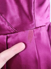 Load image into Gallery viewer, 1950s Magenta Pink Liquid Satin Dress With Pleats and Layered Collar
