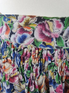 1940s Sweetpea Floral Print Skirt With Shirred Waist