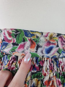 1940s Sweetpea Floral Print Skirt With Shirred Waist