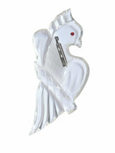 Load image into Gallery viewer, 1940s HUGE Carved Lucite Parrot Brooch
