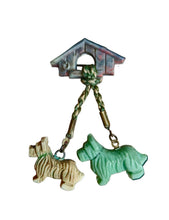 Load image into Gallery viewer, 1940s Celluloid Dog and Kennel Brooch
