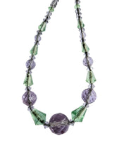 Load image into Gallery viewer, 1930s Green and Purple Deco Faceted Glass Necklace
