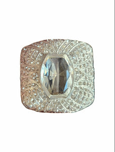 1930s Art Deco Chunky Metal and Glass Buckle
