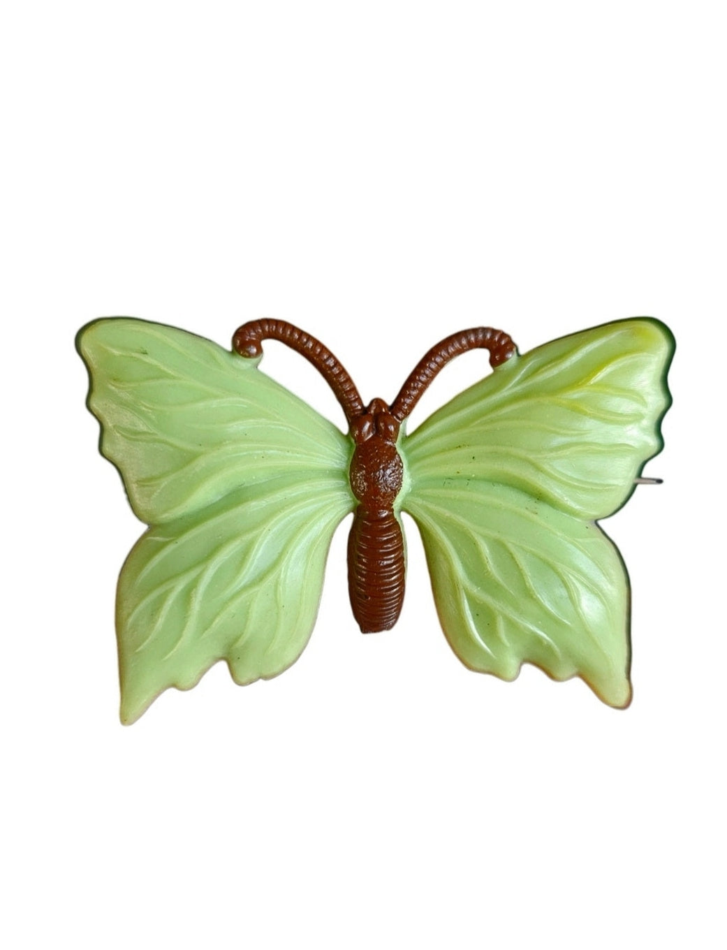 1940s Apple Green Celluloid Butterfly Brooch