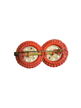 Load image into Gallery viewer, 1940s Red and White Wirework Make Do and Mend Brooch

