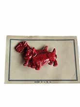 Load image into Gallery viewer, 1940s Deadstock Red Celluloid Dog Brooch
