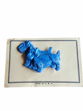 Load image into Gallery viewer, 1940s Deadstock Blue Celluloid Dog Brooch
