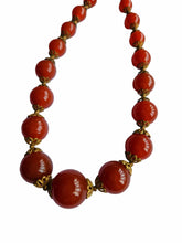 Load image into Gallery viewer, 1930s Deco Red/Brown Glass and Metal Necklace
