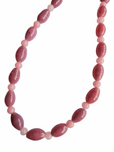 1930s Art Deco Pink Glass Long Necklace