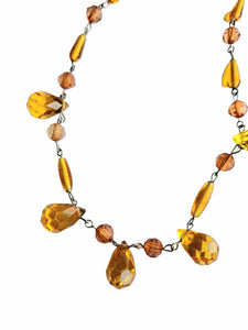 1930s Art Deco Orange Glass Droplet Necklace
