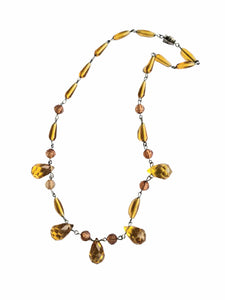 1930s Art Deco Orange Glass Droplet Necklace