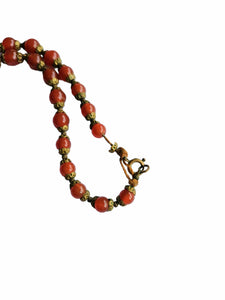 1930s Deco Red/Brown Glass and Metal Necklace